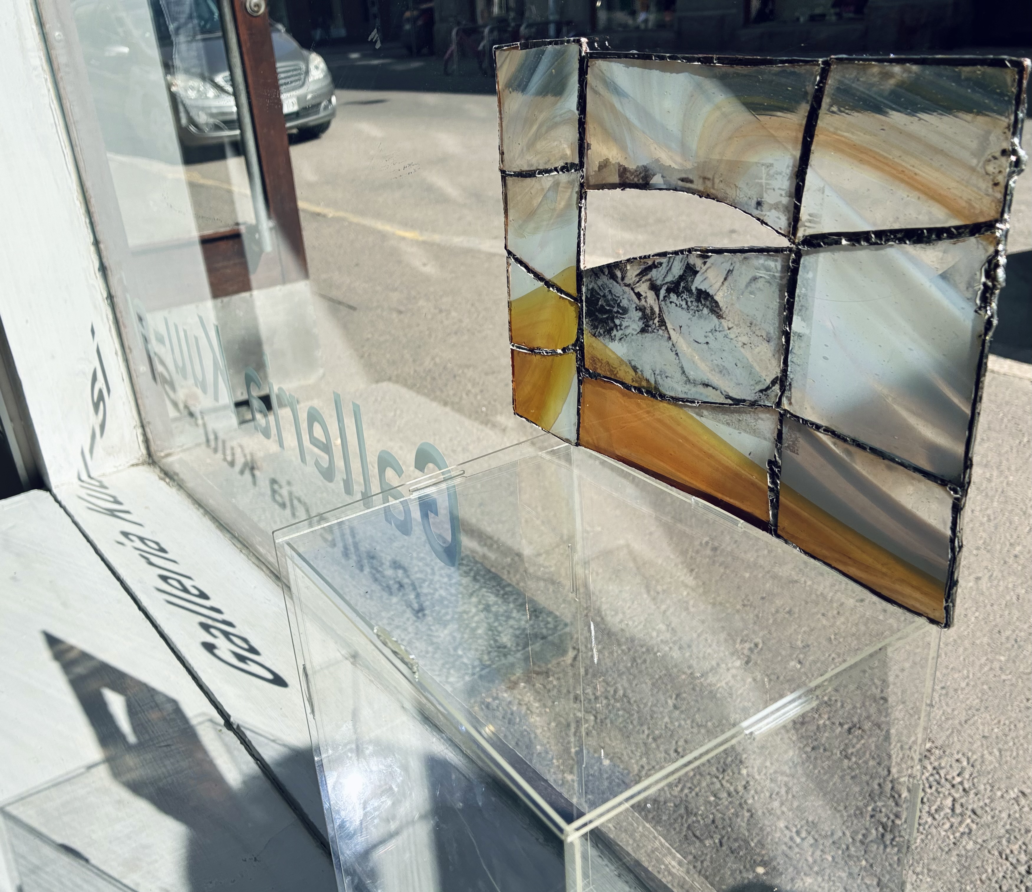 Remains of the Victory Angel, photographic print on glass with copper and tin